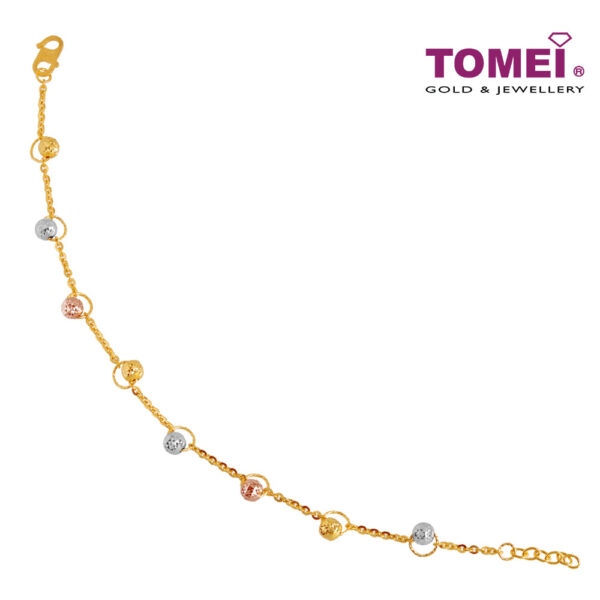 TOMEI Tri-Tone Beads Bracelet, Yellow Gold 916