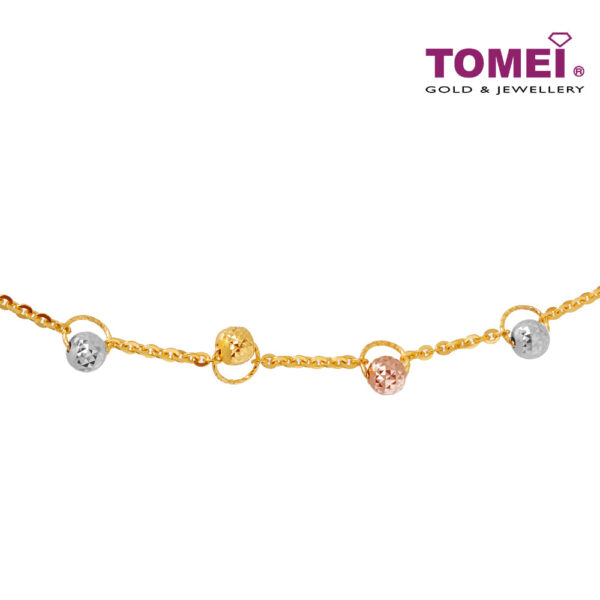 TOMEI Tri-Tone Beads Bracelet, Yellow Gold 916