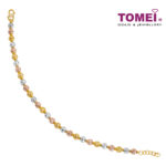 TOMEI Tri-Tone Laser Balls Bracelet, Yellow Gold 916