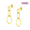 TOMEI Triple Oval Dangling Earrings, Yellow Gold 916