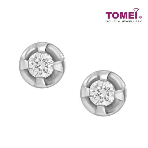 TOMEI White Christmas Collection Diamond Earrings, White Gold 585