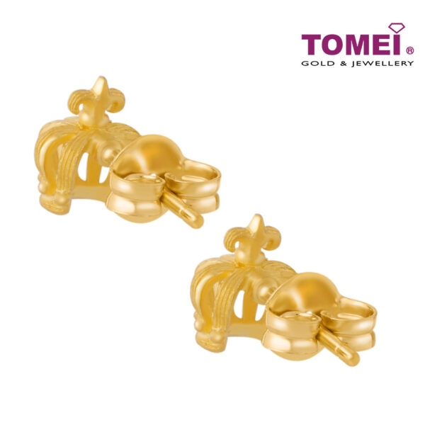 [TOMEI x Prima Gold] Crown Earrings, Yellow Gold 999