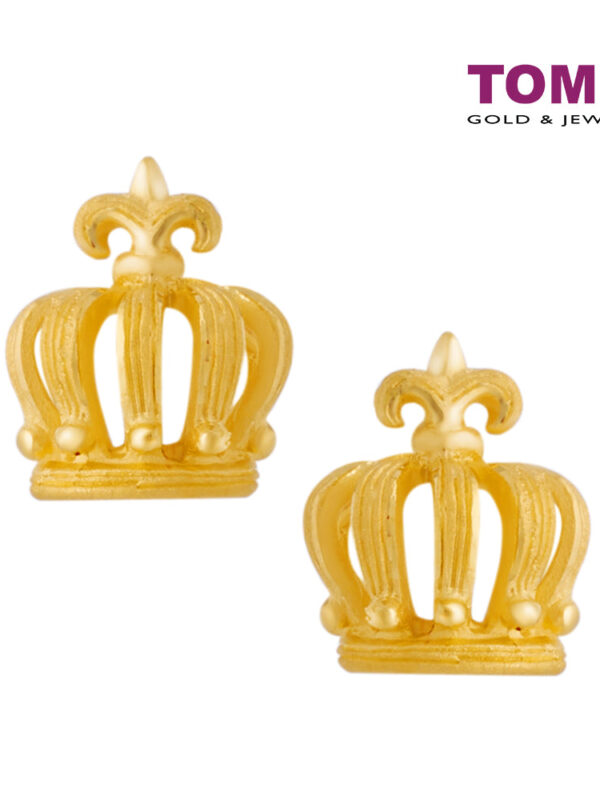 [TOMEI x Prima Gold] Crown Earrings, Yellow Gold 999