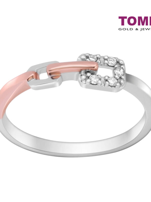 TOMEI Precious Trinity Collection Diamond Ring, White+Rose Gold 585