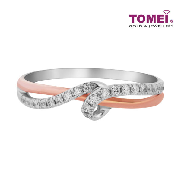 TOMEI Precious Trinity Collection Diamond Ring, White+Rose Gold 585