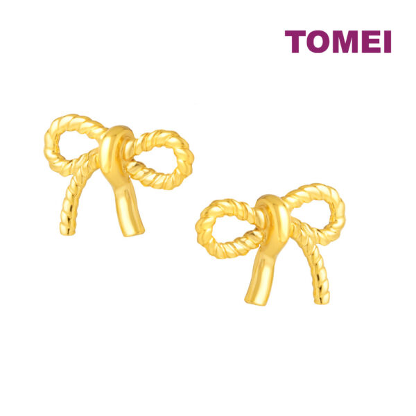 TOMEI Twist Ribbon Earrings, Yellow Gold 916