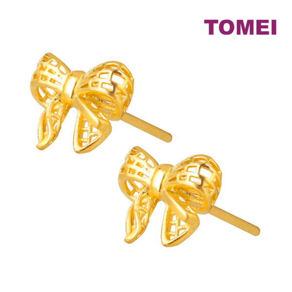 TOMEI Ribbon Earrings, Yellow Gold 999