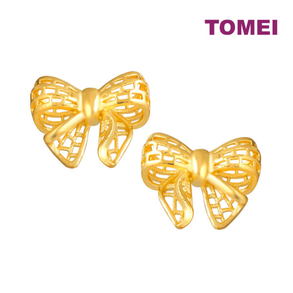 TOMEI Ribbon Earrings, Yellow Gold 999