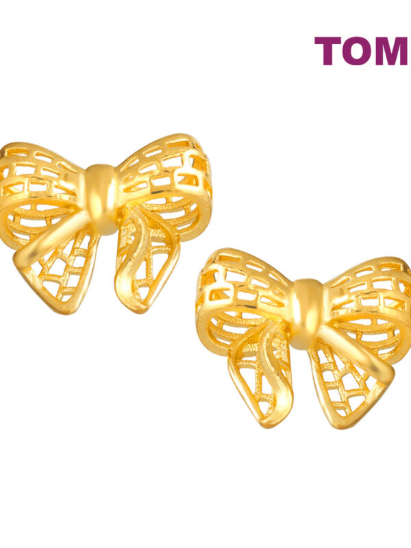 TOMEI Ribbon Earrings, Yellow Gold 999