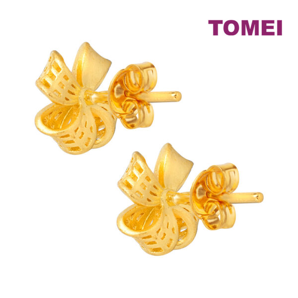 TOMEI Windwheel Flower Earrings, Yellow Gold 999