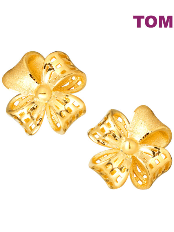 TOMEI Windwheel Flower Earrings, Yellow Gold 999