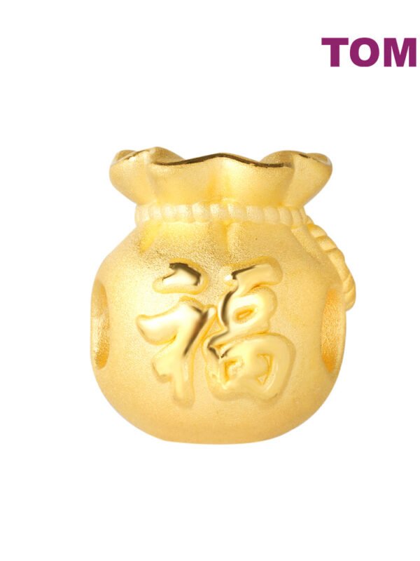 TOMEI [Online Exclusive] Fukubukuro Money Bag Charm, Yellow Gold 999