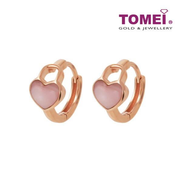 TOMEI Rouge Collection, Nacre Love Earrings, Rose Gold 750