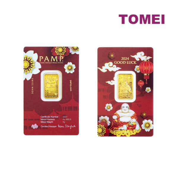 TOMEI x PAMP Suisse | Good Luck 2024 | Laughing Buddha 5GM | Fine Gold 9999