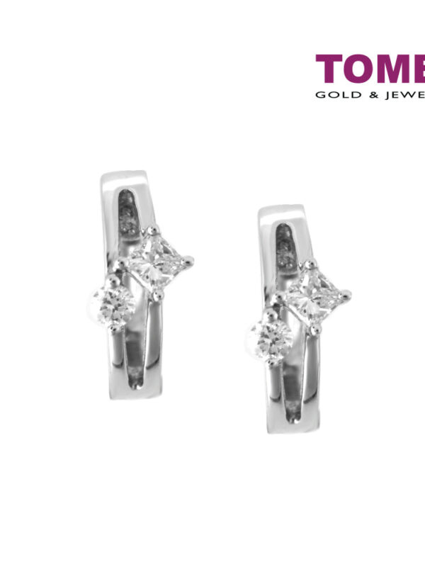 TOMEI Princess Cut Diamond Earrings, White Gold 750 (DE2672-140825)
