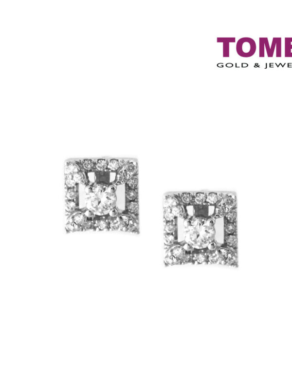 TOMEI Quadrated with Spellbound Effulgence Earrings, Diamond White Gold 750