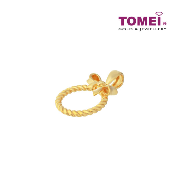 TOMEI Wreath with Ribbon Pendant, Yellow Gold 916