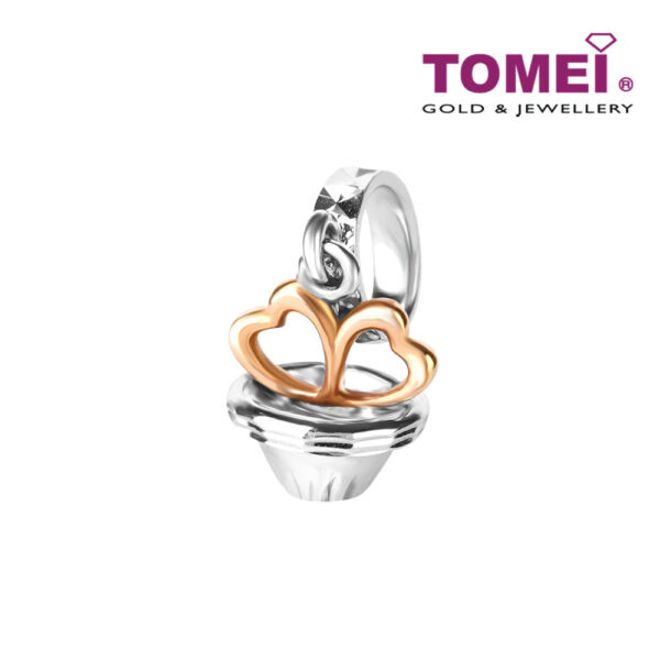 TOMEI Sprinkled with Loving Sparks Cupcake Charm, White Gold 585 (P5535)