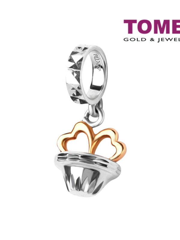 TOMEI Sprinkled with Loving Sparks Cupcake Charm, White Gold 585 (P5535)