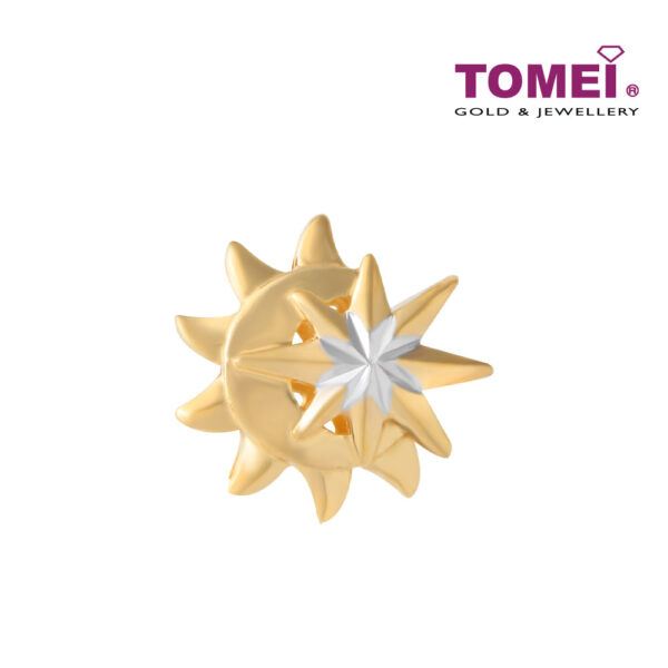 TOMEI Star and Moon Charm, Yellow Gold 916