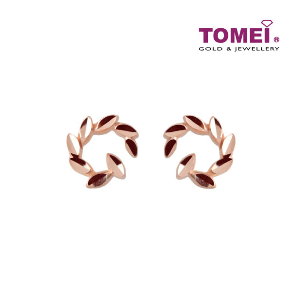 TOMEI Rouge Collection, Foliage in Circularity Earrings, Rose Gold 750 (WQ11-DS)