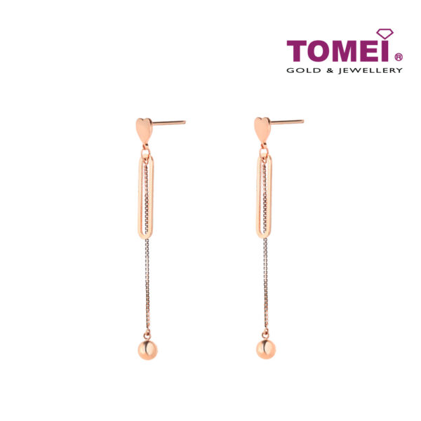 TOMEI Rouge Collection Love Dangling Earrings, Rose Gold 750