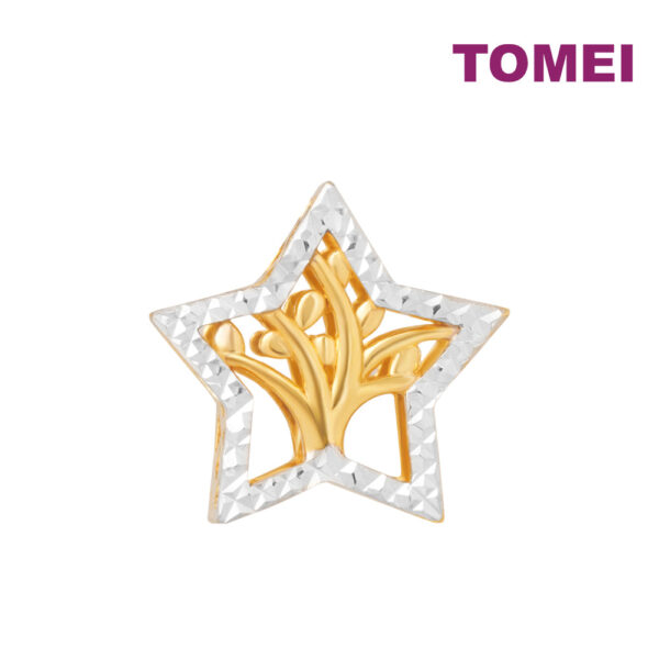 TOMEI Tree Star Charm, Yellow Gold 916