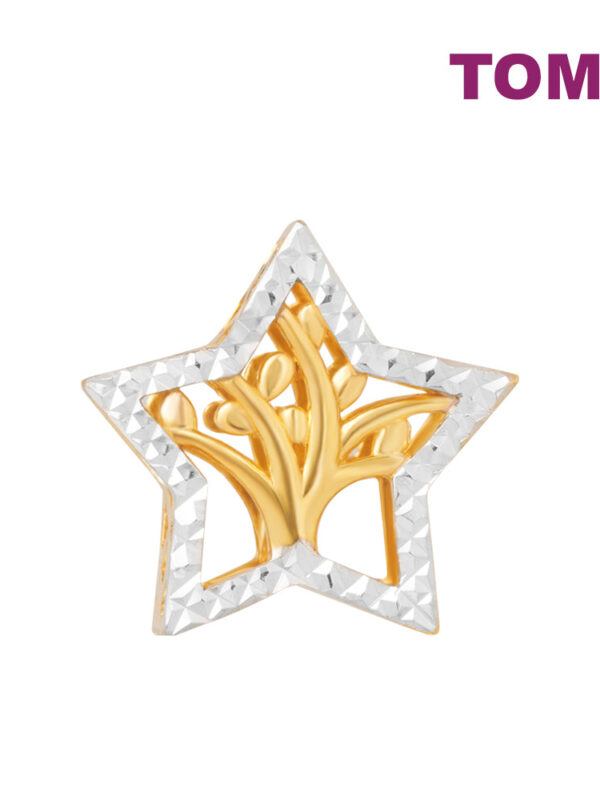 TOMEI Tree Star Charm, Yellow Gold 916