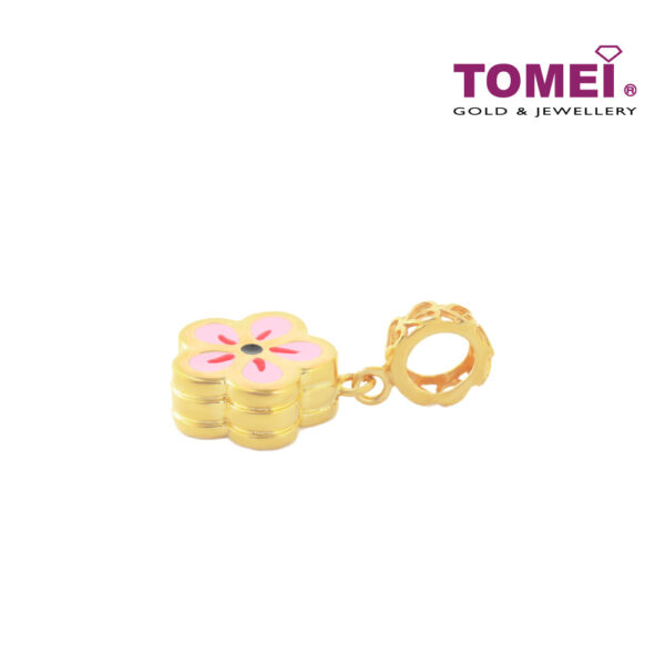 TOMEI Sensationally Sakura Flower Charm, Yellow Gold 916