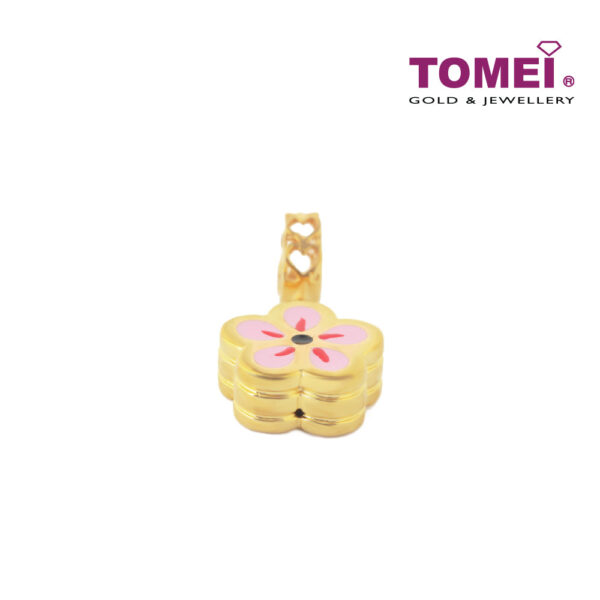 TOMEI Sensationally Sakura Flower Charm, Yellow Gold 916