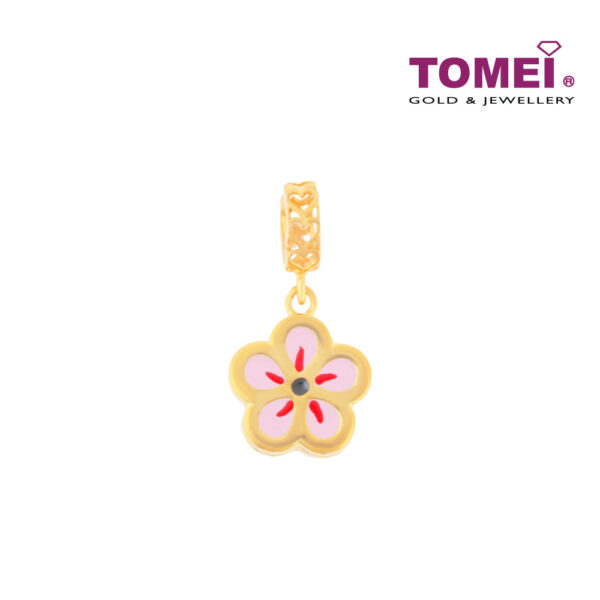 TOMEI Sensationally Sakura Flower Charm, Yellow Gold 916