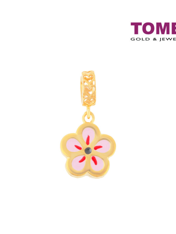 TOMEI Sensationally Sakura Flower Charm, Yellow Gold 916