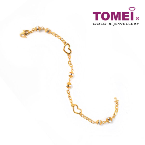 TOMEI Wingding of Hearts in Jollity Bracelet, Yellow Gold 916