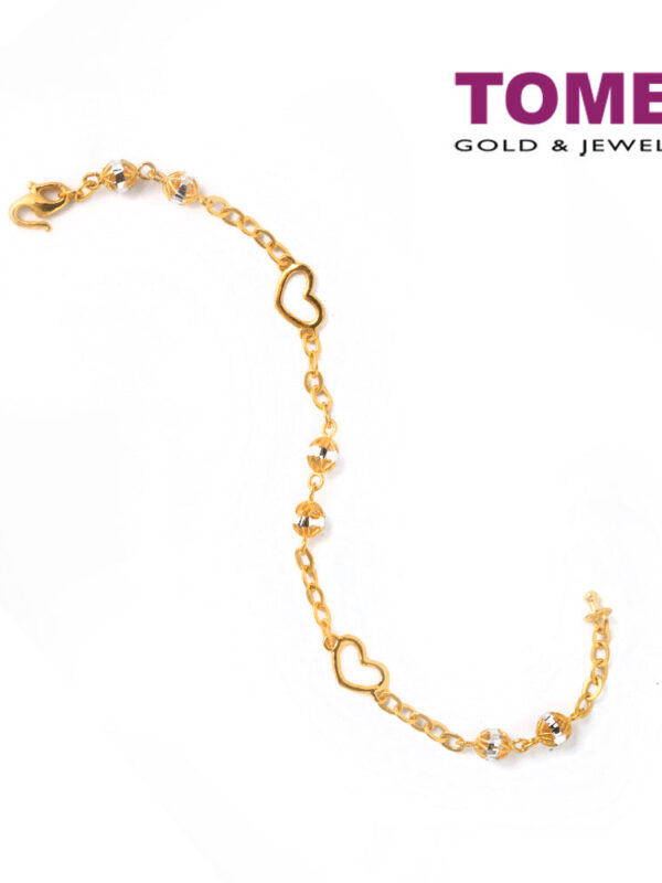 TOMEI Wingding of Hearts in Jollity Bracelet, Yellow Gold 916