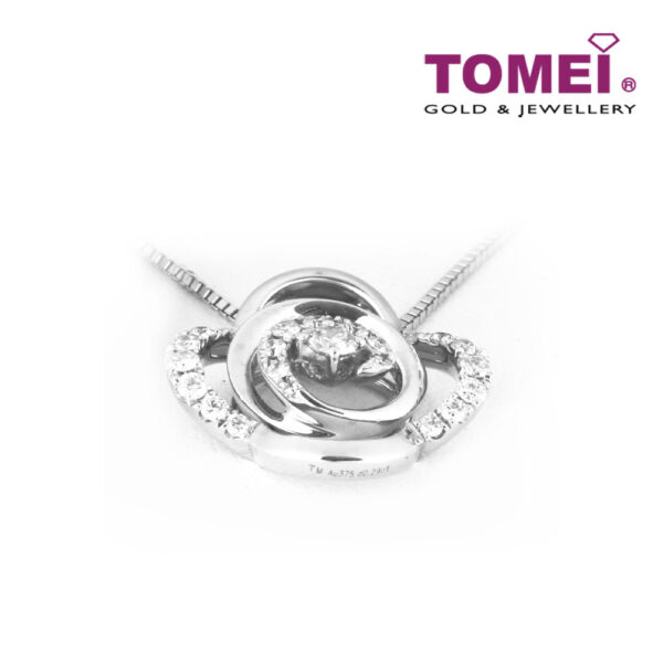 TOMEI Vignette of Coruscating Clover Pendant Set, Diamond White Gold 375 (P2614V)