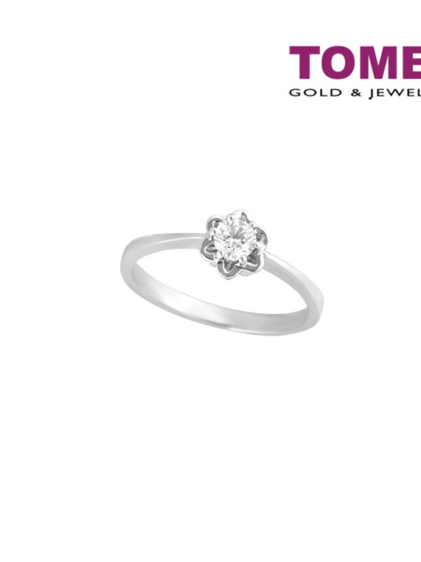 TOMEI Ring, Solitaire Diamond White Gold 750