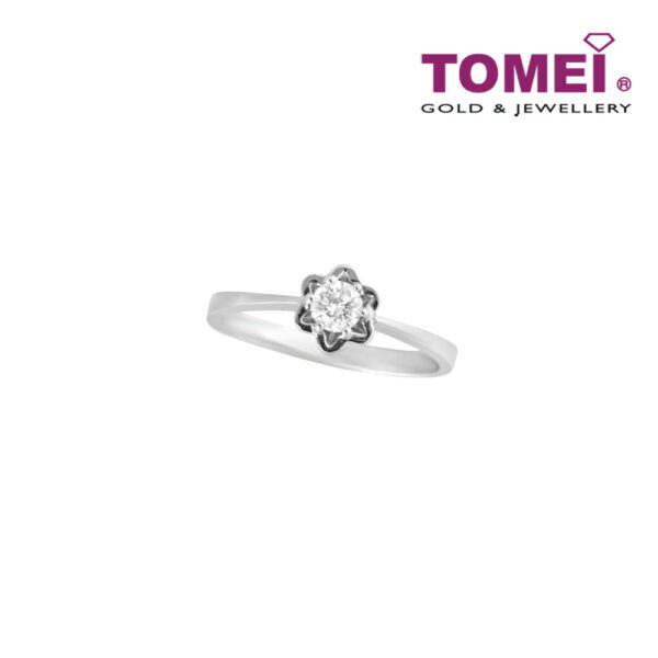 TOMEI Ring, Solitaire Diamond White Gold 750