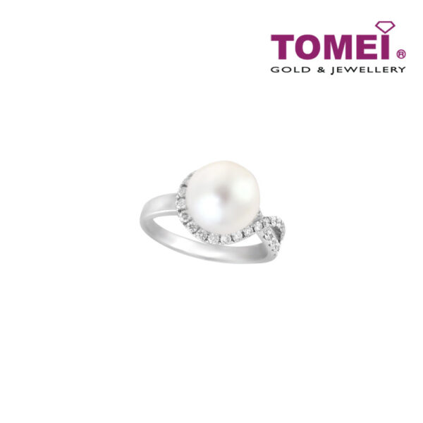 TOMEI Ring, Diamond Pearl White Gold 750