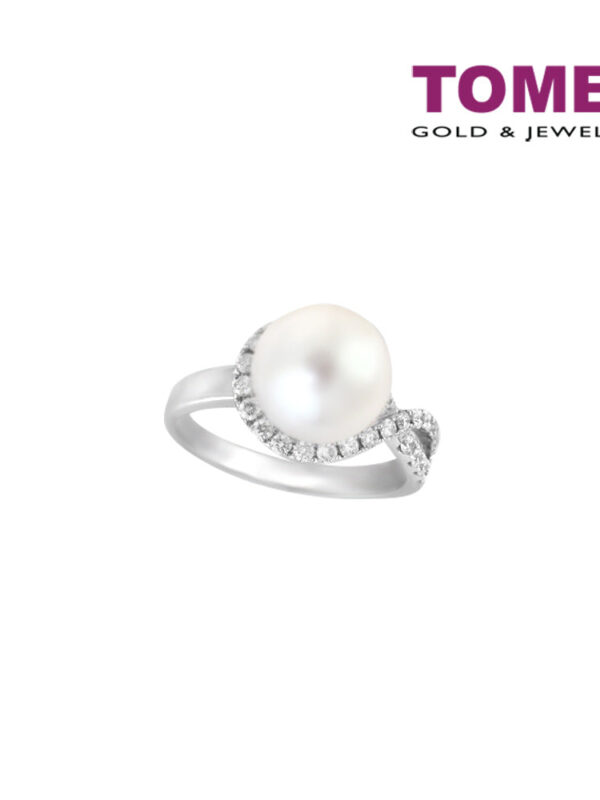 TOMEI Ring, Diamond Pearl White Gold 750