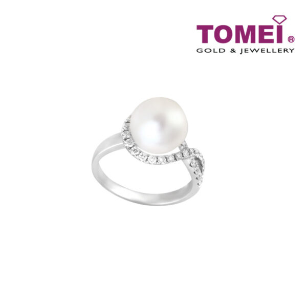 TOMEI Ring, Diamond Pearl White Gold 750
