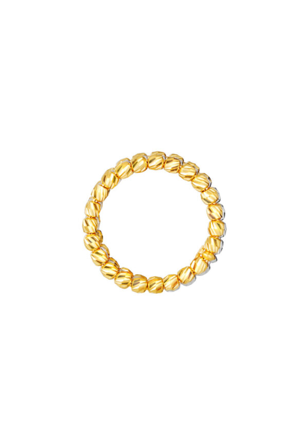 TOMEI Tri-Row Full Beads Ring, Yellow Gold 916