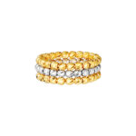 TOMEI Tri-Row Full Beads Ring, Yellow Gold 916
