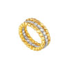 TOMEI Tri-Row Full Beads Ring, Yellow Gold 916