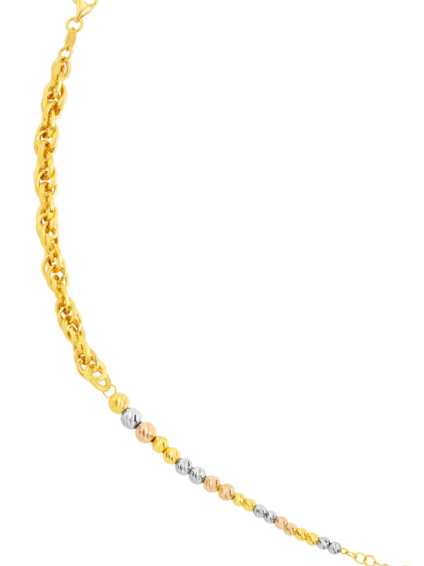 TOMEI Triple Tone Lusso Italia Beads and Twisted Chain Bracelet, Yellow Gold 916