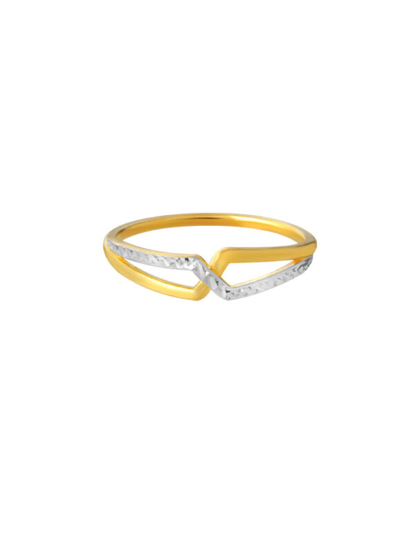 TOMEI Dual-Tone Criss Cross Ring, Yellow Gold 916