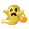 TOMEI Spooky Ghost with Pumpkin, Yellow Gold 916