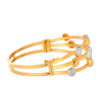 TOMEI Three Rows Laser Balls Bangle, Yellow Gold 916
