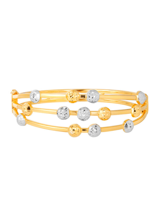 TOMEI Three Rows Laser Balls Bangle, Yellow Gold 916