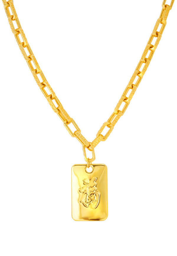 TOMEI Tiger & Fu Necklace, Yellow Gold 999 (5D)