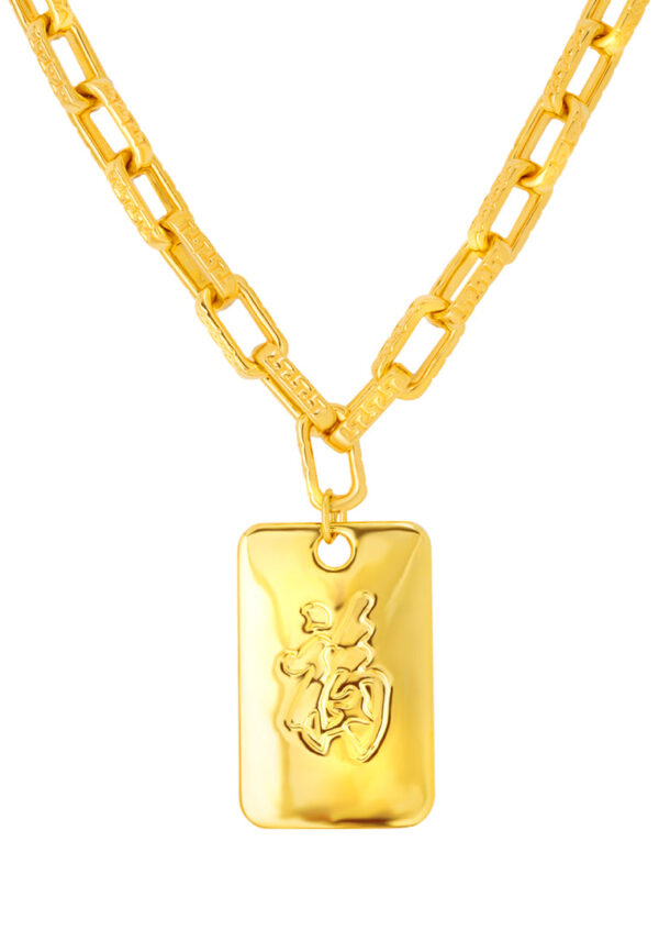 TOMEI Tiger & Fu Necklace, Yellow Gold 999 (5D)